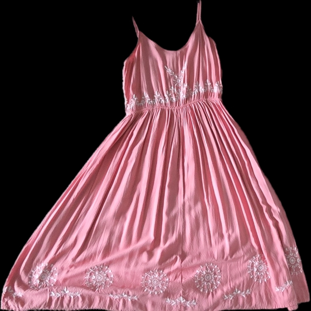 LC Lauren Conrad Coral Dress with White Embroidery